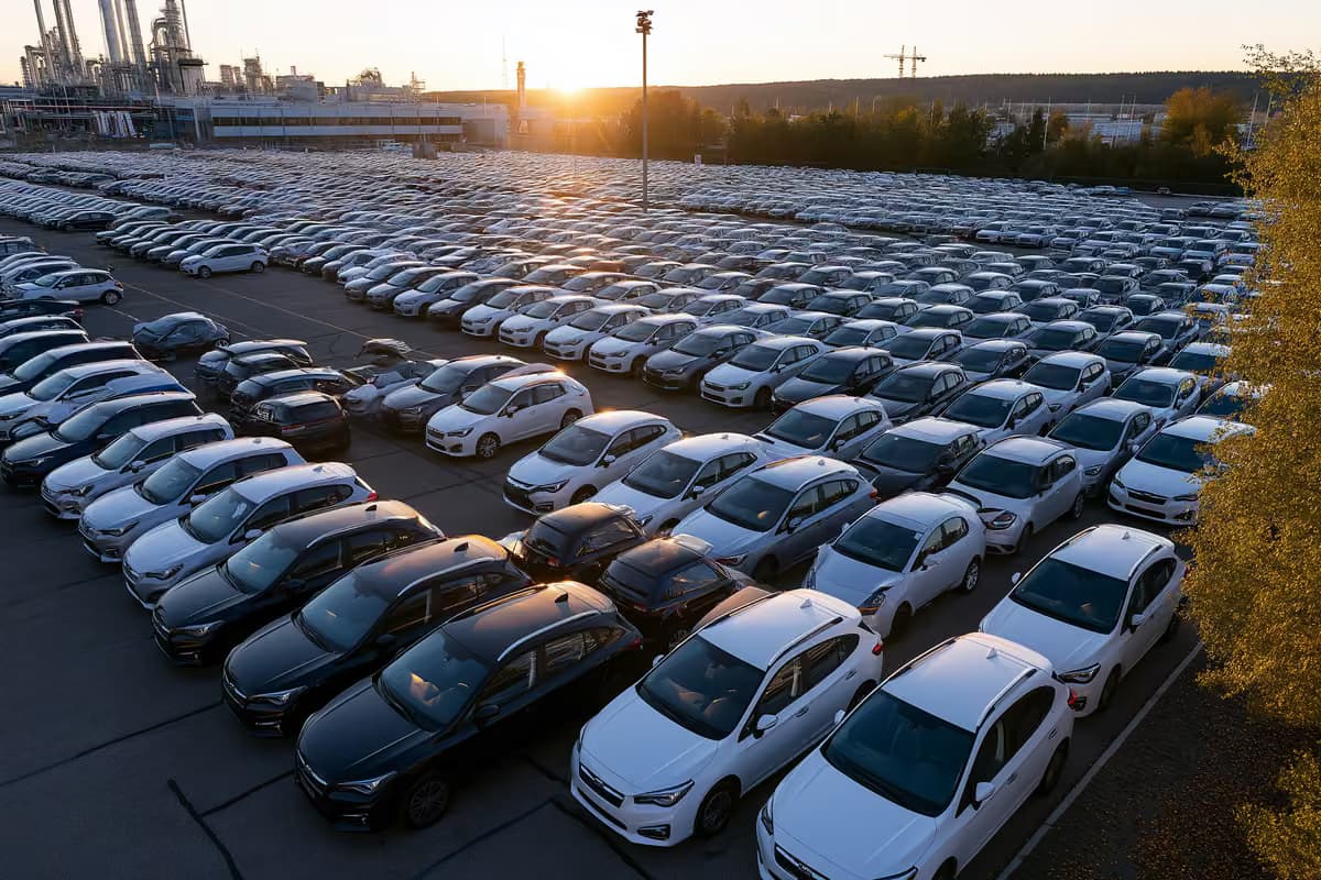 Автомобілі на виробничій лінії Volkswagen на території німецького складального заводу.